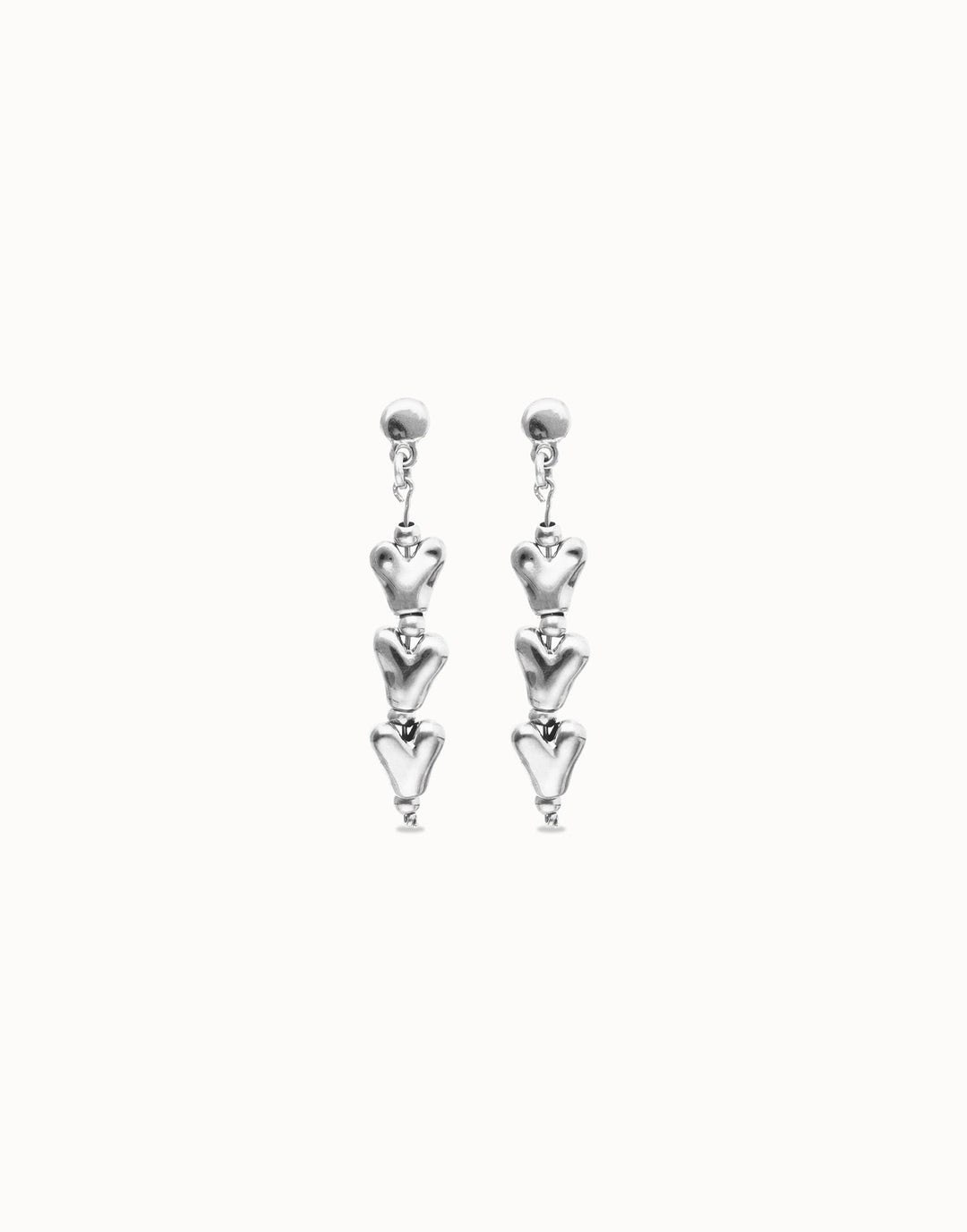 UNOde50 Drop Earrings with Chained Hearts Silver