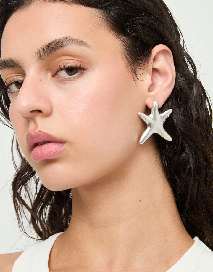 UNOde50 Large Starfish Earrings Sterling Silver