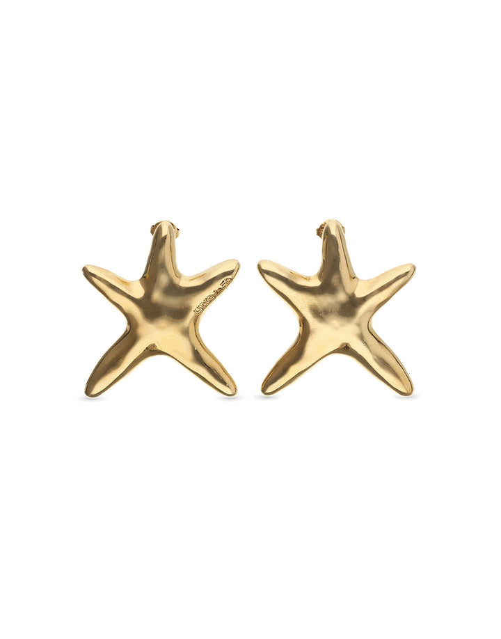 UNOde50 Large Starfish-Shaped Earrings 18k Gold Plated