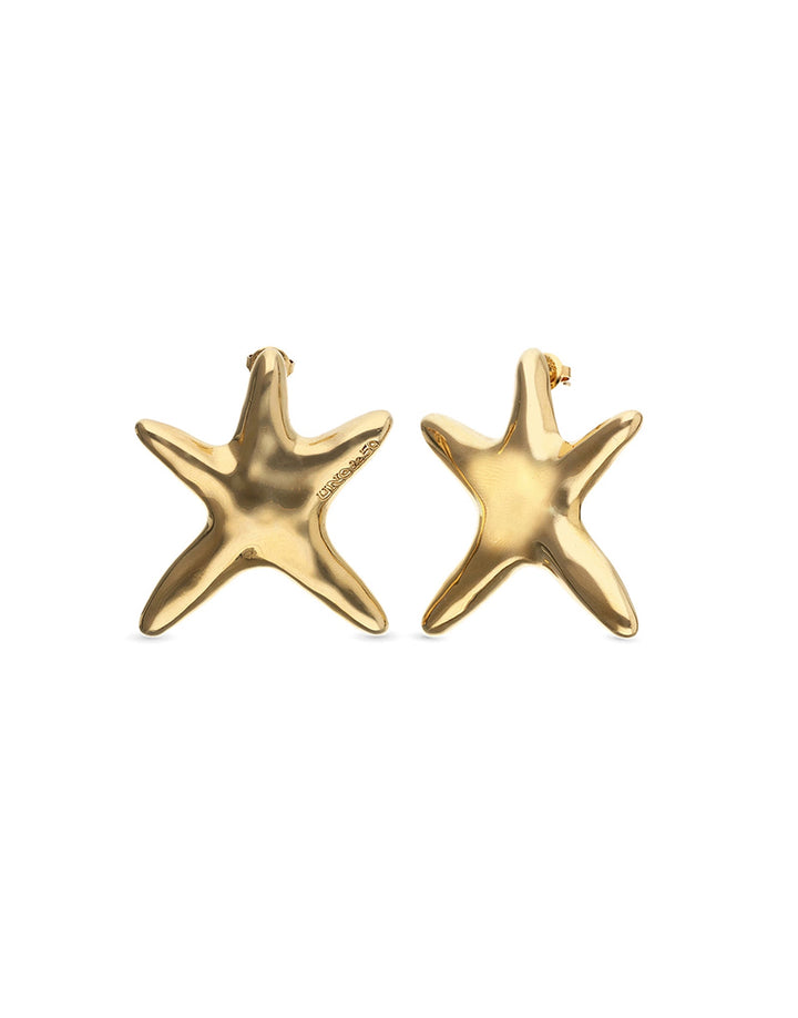 UNOde50 Large Starfish-Shaped Earrings 18k Gold Plated