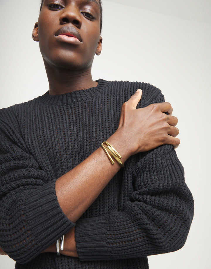 UNOde50 Roots Bangle Bracelet with Three Intertwined Organic Shapes Golden