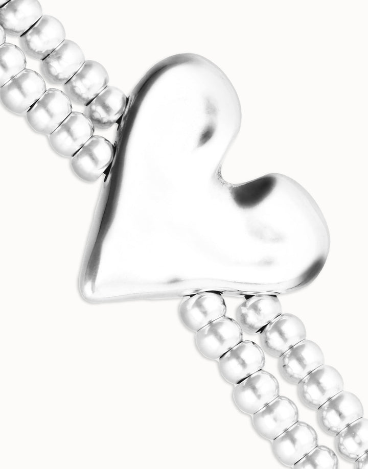 UNOde50 Beat Collection Double Elastic Bracelet With Heart Detail Silver