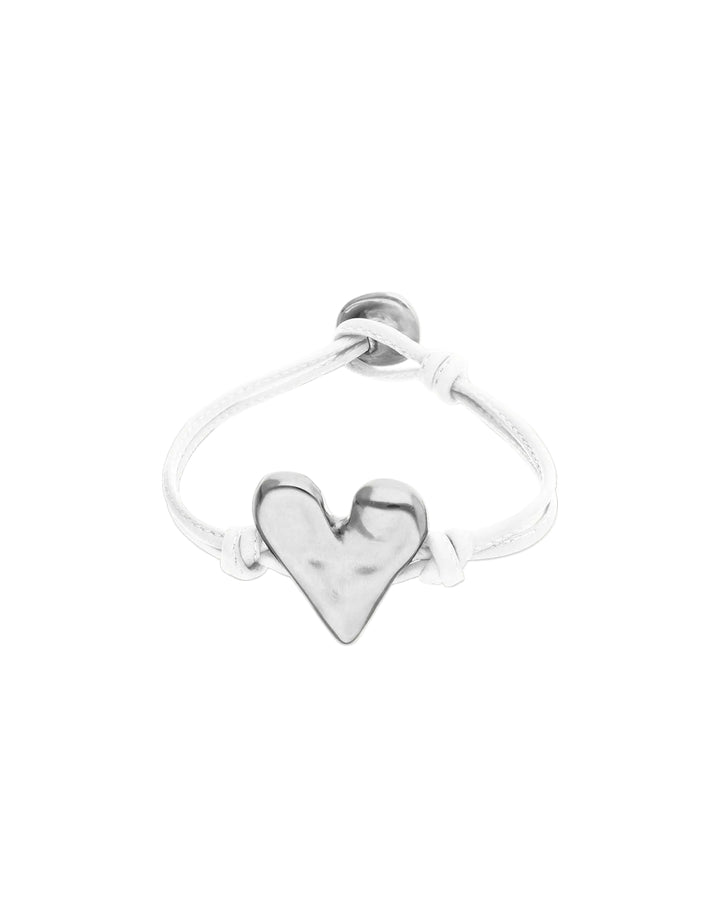 UNOde50 White Leather Bracelet Heart Detail Sterling Silver