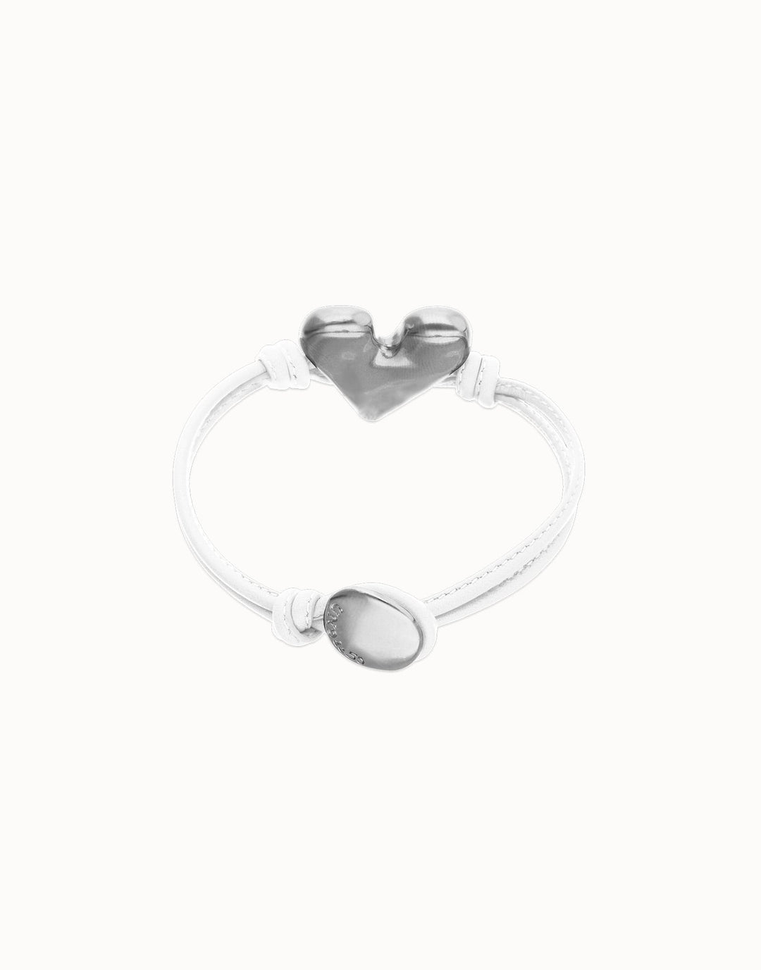 UNOde50 White Leather Bracelet Heart Detail Sterling Silver