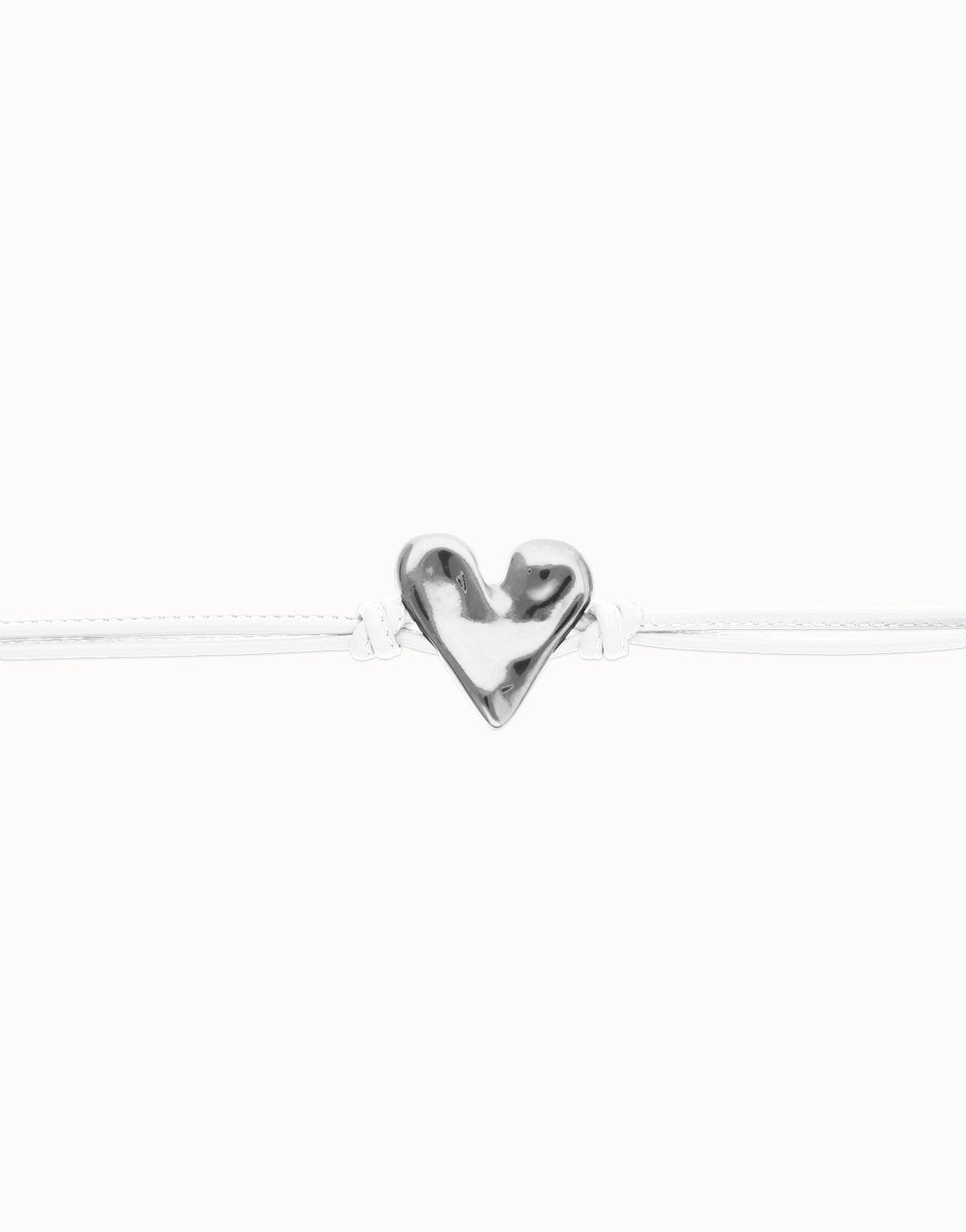 UNOde50 White Leather Bracelet Heart Detail Sterling Silver
