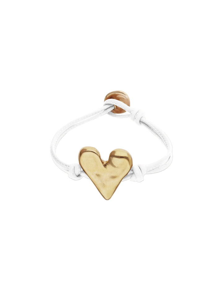 UNOde50 Beat Collection Leather Bracelet with Heart Detail White