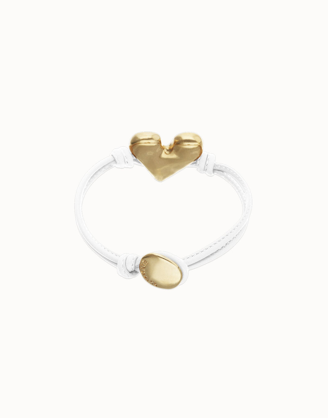 UNOde50 Beat Collection Leather Bracelet with Heart Detail White