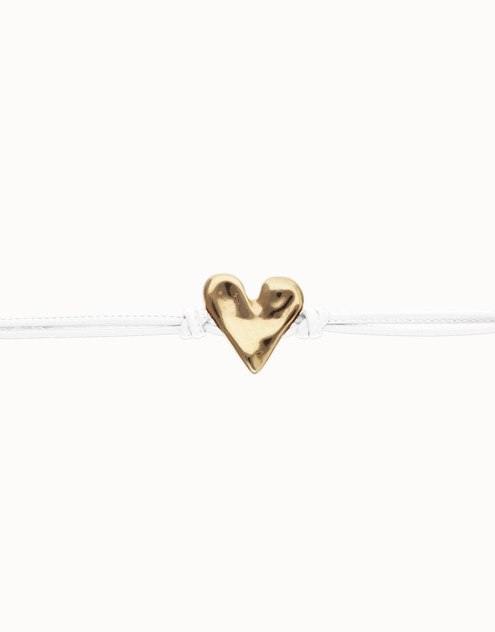 UNOde50 Beat Collection Leather Bracelet with Heart Detail White