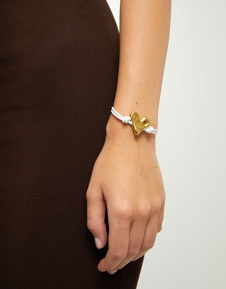 UNOde50 Beat Collection Leather Bracelet with Heart Detail White