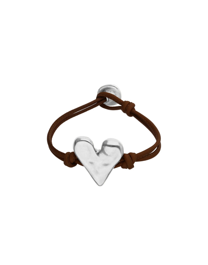 UNOde50 Beat Collection Leather Heart Bracelet Sterling Silver Plated