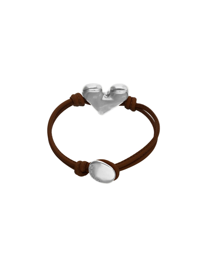 UNOde50 Beat Collection Leather Heart Bracelet Sterling Silver Plated