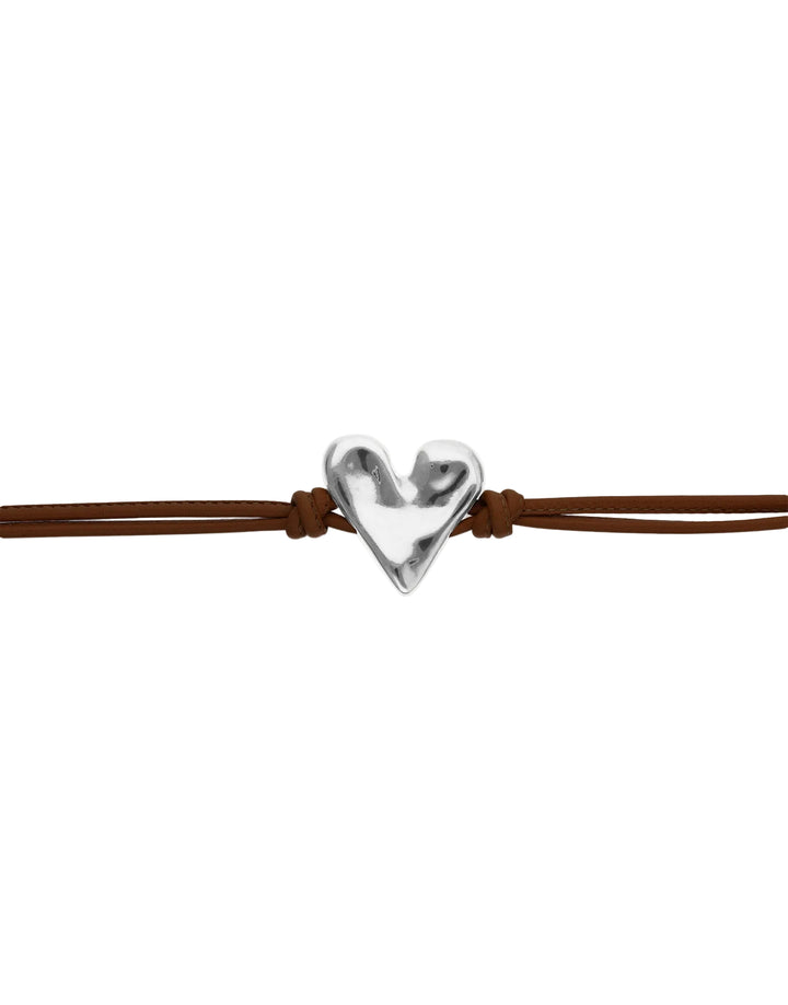 UNOde50 Beat Collection Leather Heart Bracelet Sterling Silver Plated
