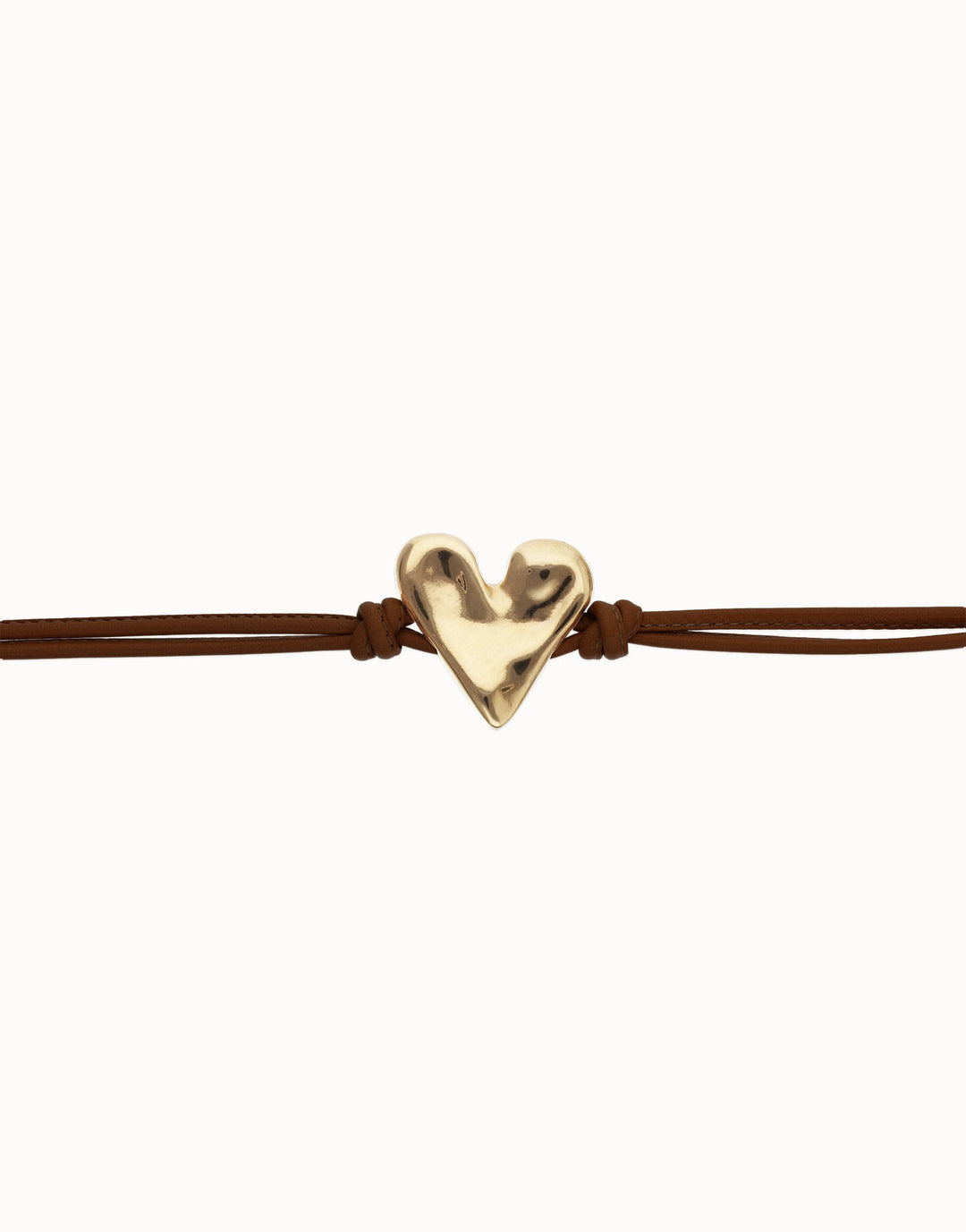 UNOde50 Brown Leather Bracelet with Heart Detail