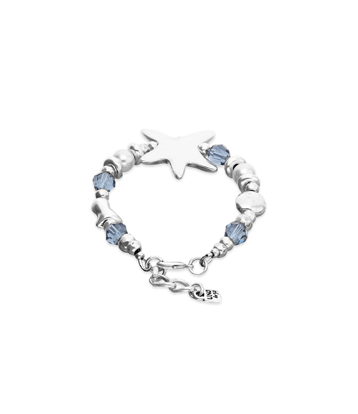 UNOde50 Arcadia Elastic Bracelet with Blue Crystals and Starfish Silver