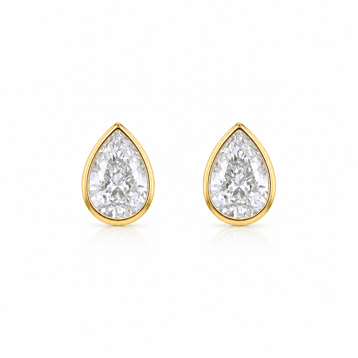 Mococo Fine 9ct Gold 1ct Teardrop Diamond Stud Earrings