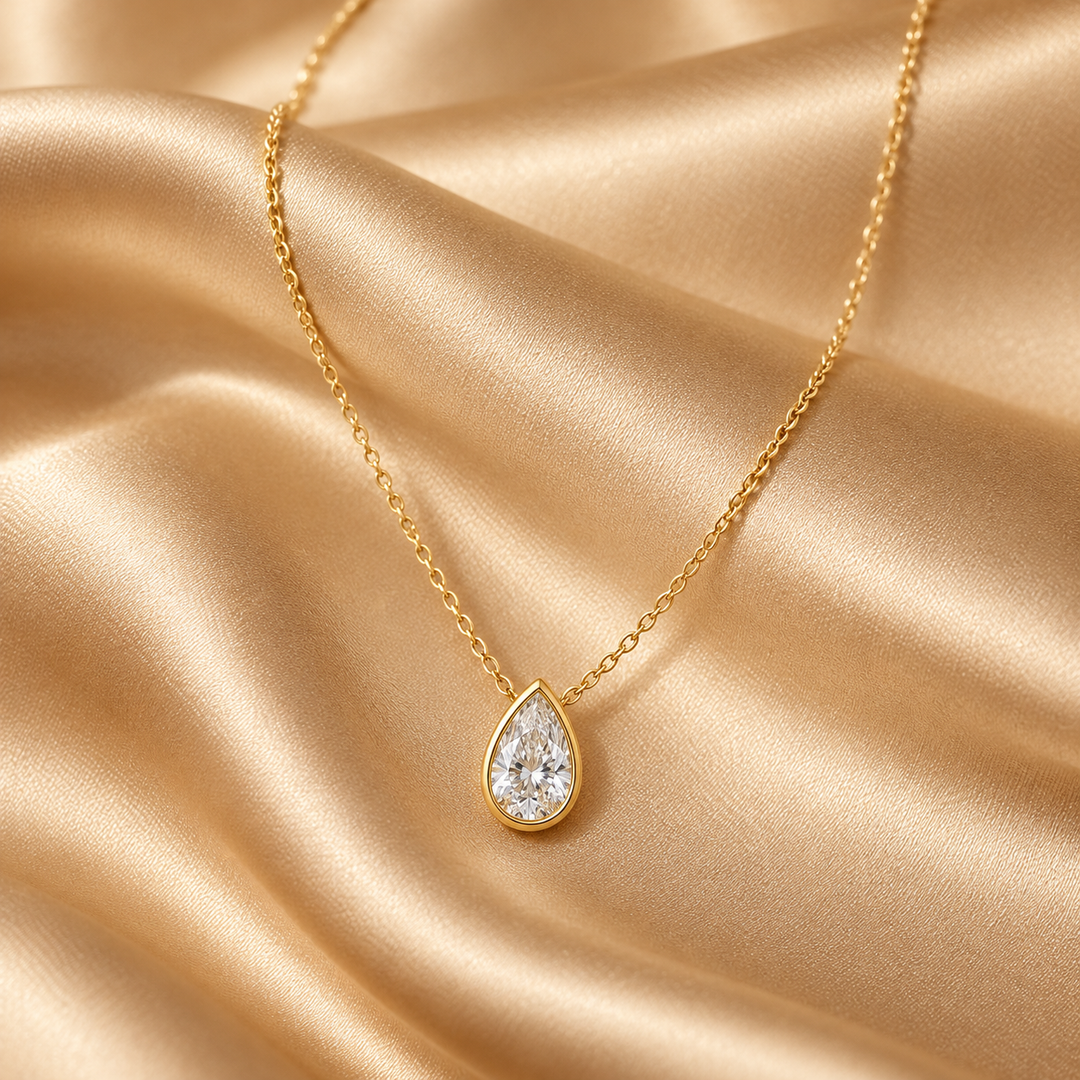 Mococo Fine 9ct Solid Gold Diamond Teardrop Necklace &amp; Earrings Set