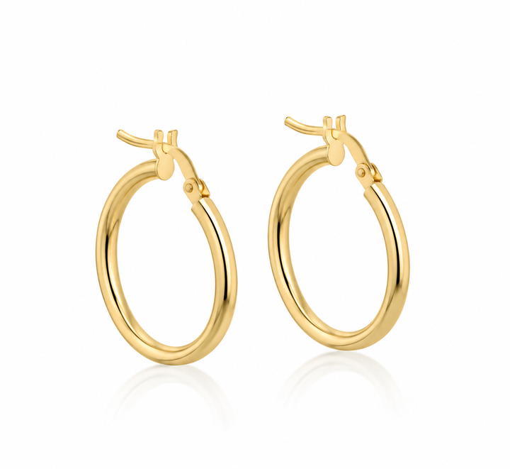 Mococo Fine 9ct Solid Gold Plain  19.5mm Hoop Earrings