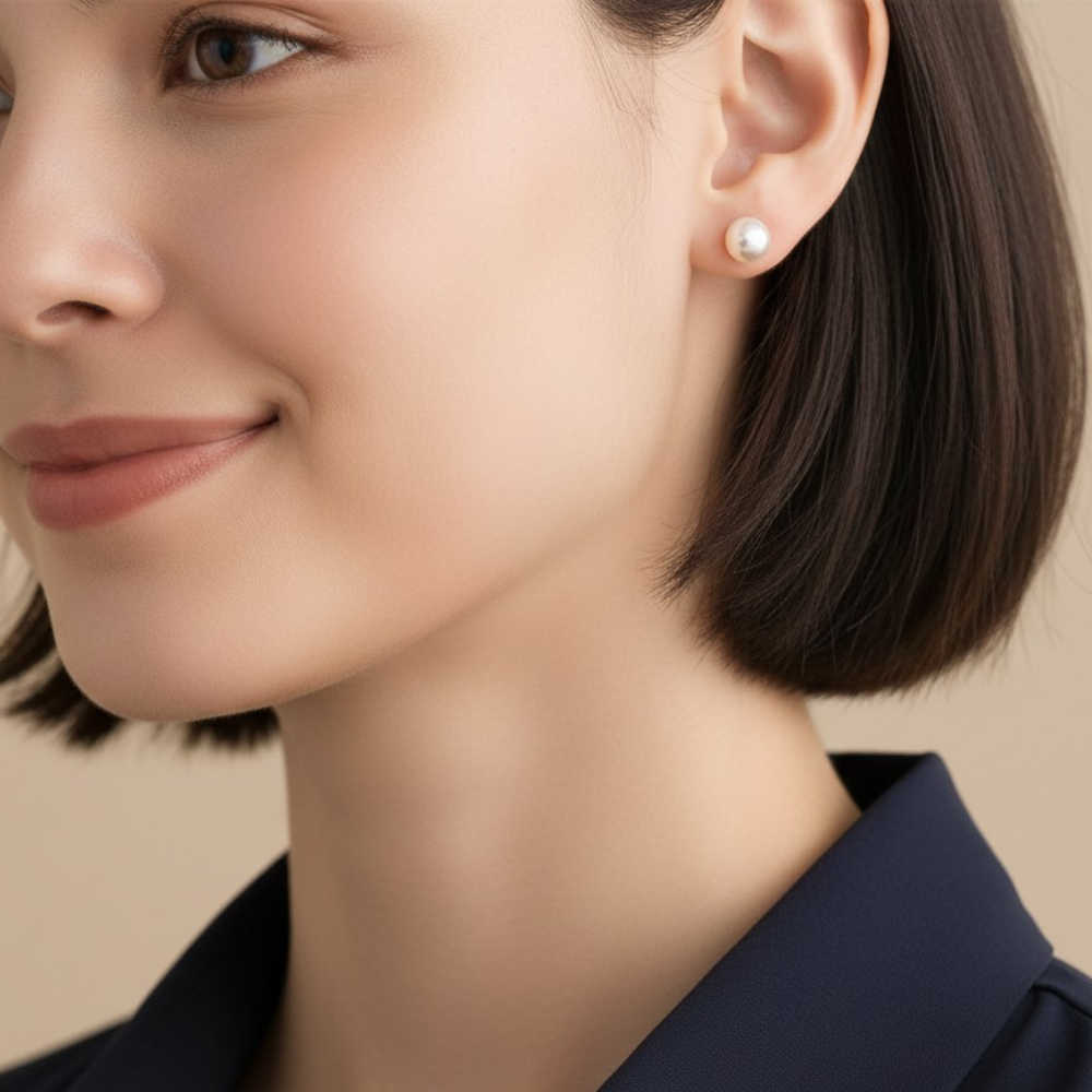 Mococo Fine 9ct Solid Gold Freshwater Pearl Stud Earrings
