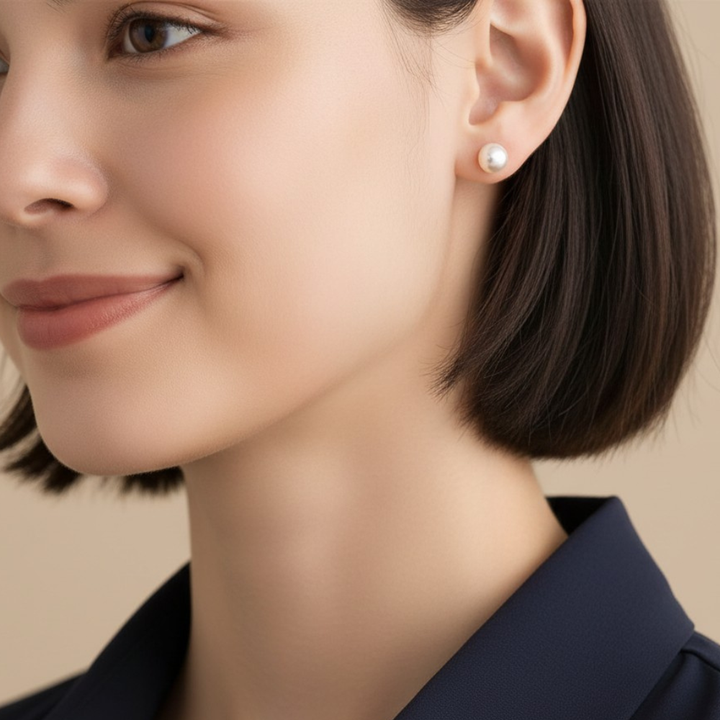 Mococo Fine 9ct Solid Gold Freshwater Pearl Stud Earrings