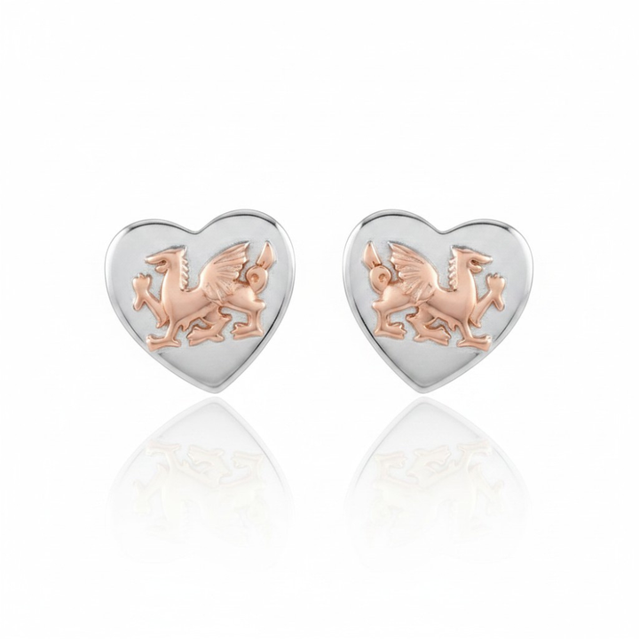 Ola Silver and Rose Gold Heart Dragon Earrings