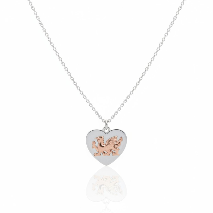 Ola Silver and Rose Gold Heart Dragon Necklace
