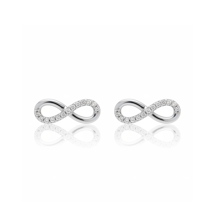 Ola Silver Sparkling Infinity Stud Earrings