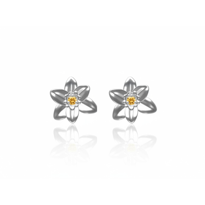 Ola Silver Daffodil Flower Earrings