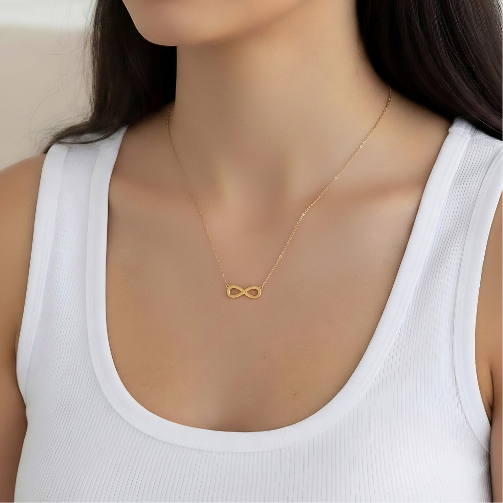 Mococo Fine 9ct Solid Gold Infinity Necklace