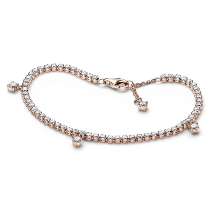 Pandora Rose Gold Sparkling Drop Tennis Bracelet