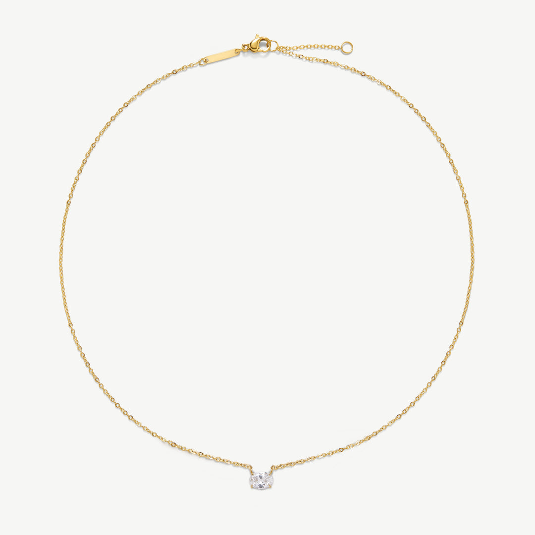 D.Louise Oval Solitaire Necklace Gold - Mococo