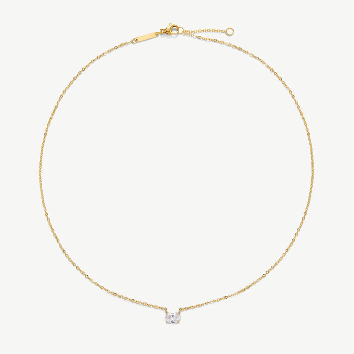 D.Louise Oval Solitaire Necklace Gold - Mococo