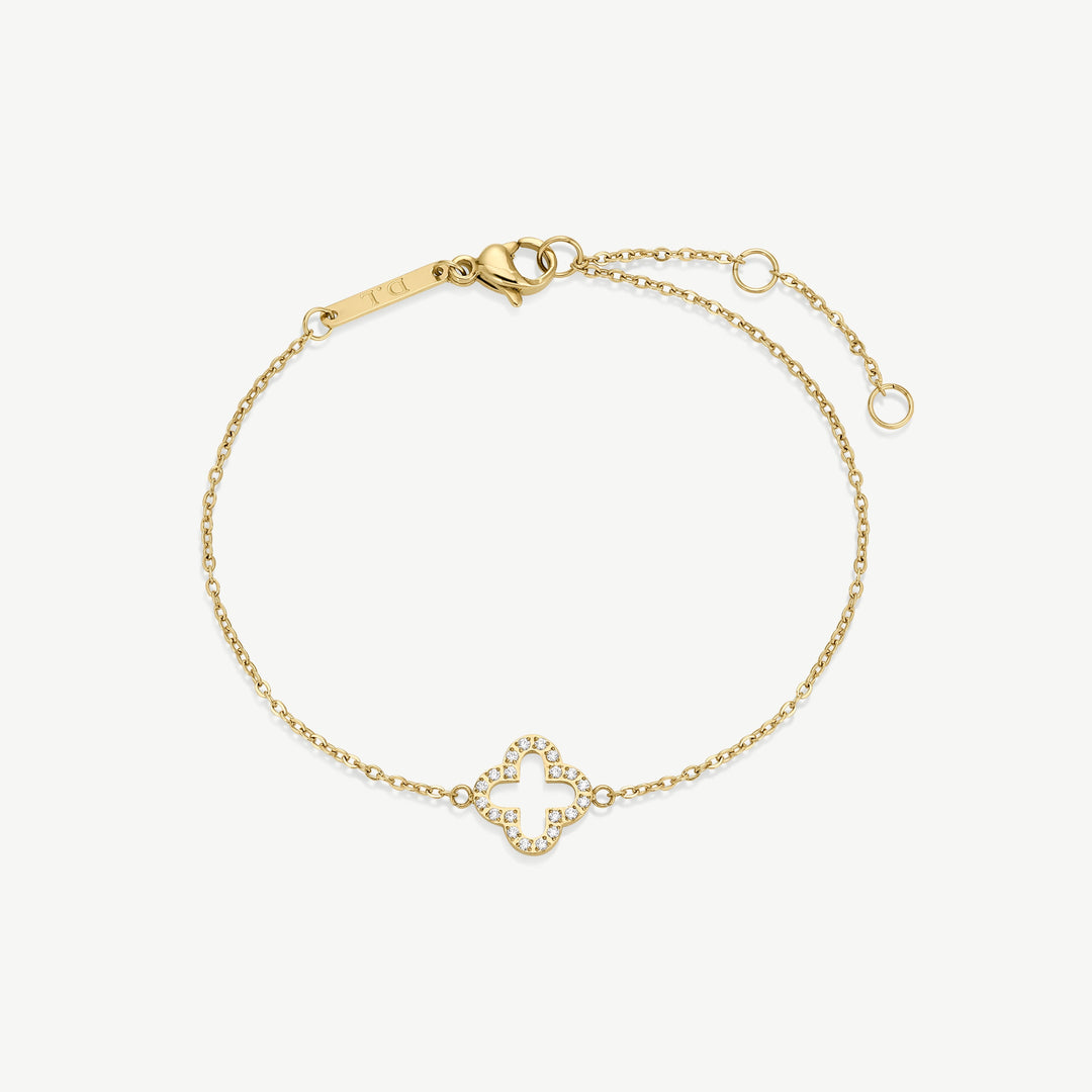 D.Louise Pavé Clover Bracelet Gold - Mococo