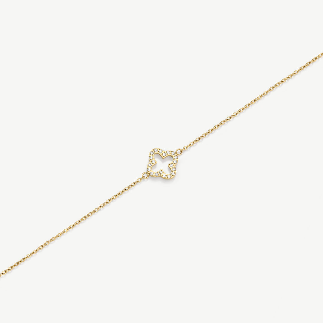 D.Louise Pavé Clover Bracelet Gold - Mococo