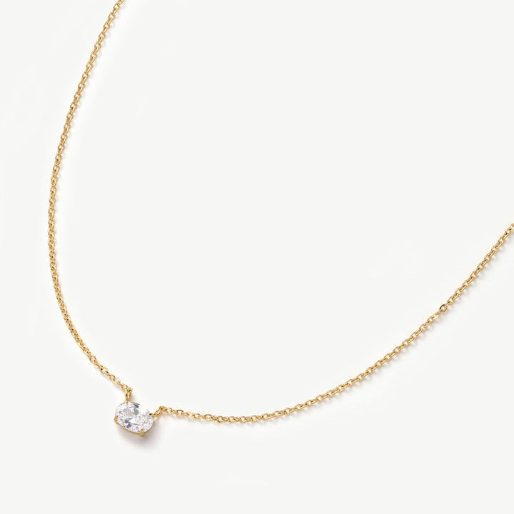 D.Louise Oval Solitaire Necklace Gold - Mococo