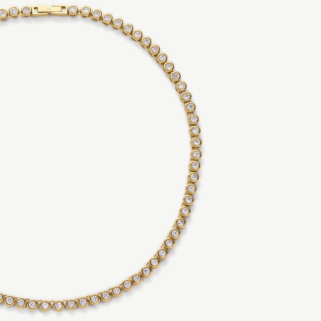 D.Louise Classic Bezel Tennis Necklace Gold - Mococo