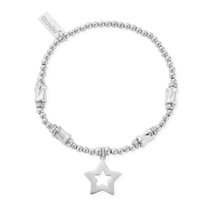 ChloBo Silver and Gold Cute Charm Chunky Twist Open Star Bracelet