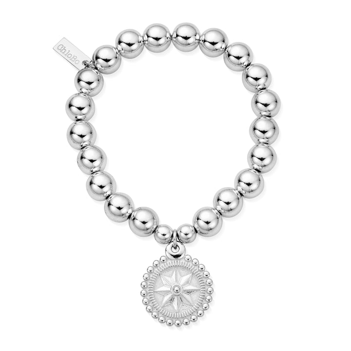 Chlobo Silver Medium Ball Bobble Compass Bracelet