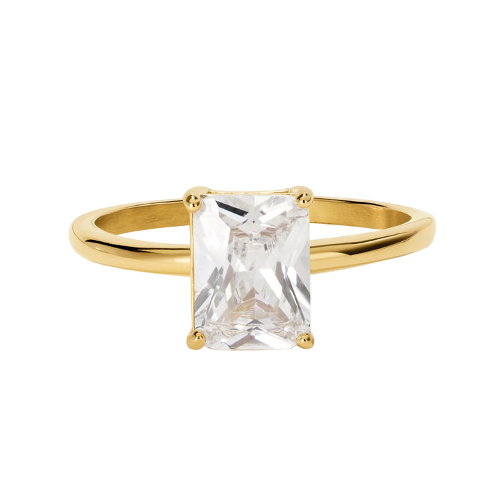 Sanderson 2ct Emerald Cut Solitaire Ring Diamond-Inspired Travel Design