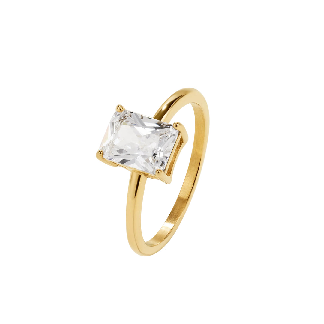 Sanderson 2ct Emerald Cut Solitaire Ring Diamond-Inspired Travel Design