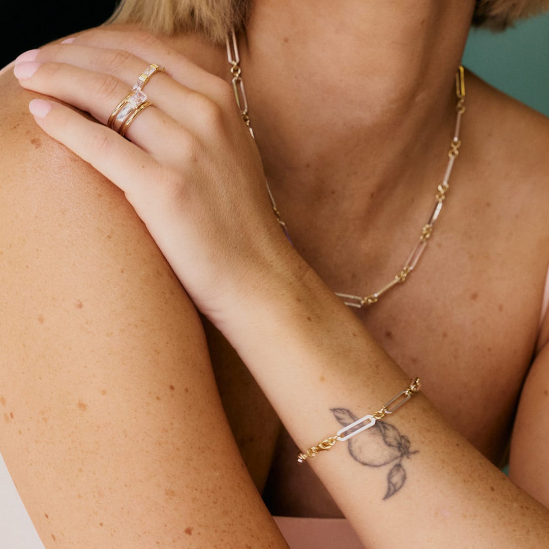 Polly Newman Mixed Metal Paperclip Chain Bracelet