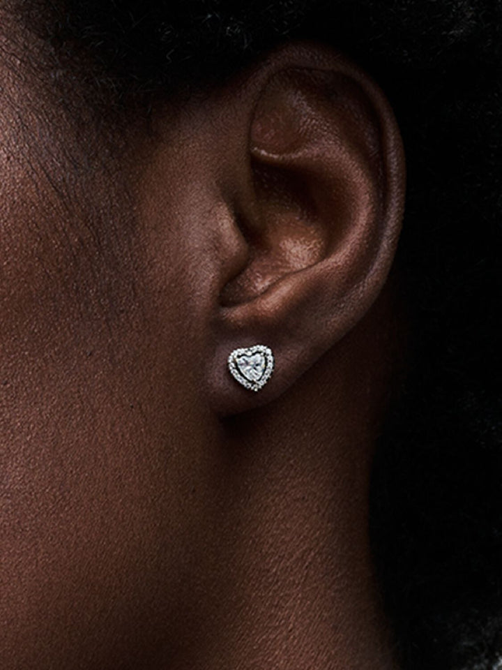 Pandora Silver Elevated Heart Stud Earrings
