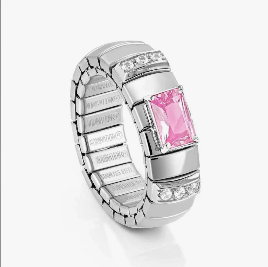 Nomination Silver XTE Baguette Pink Cubic Zirconia Ring