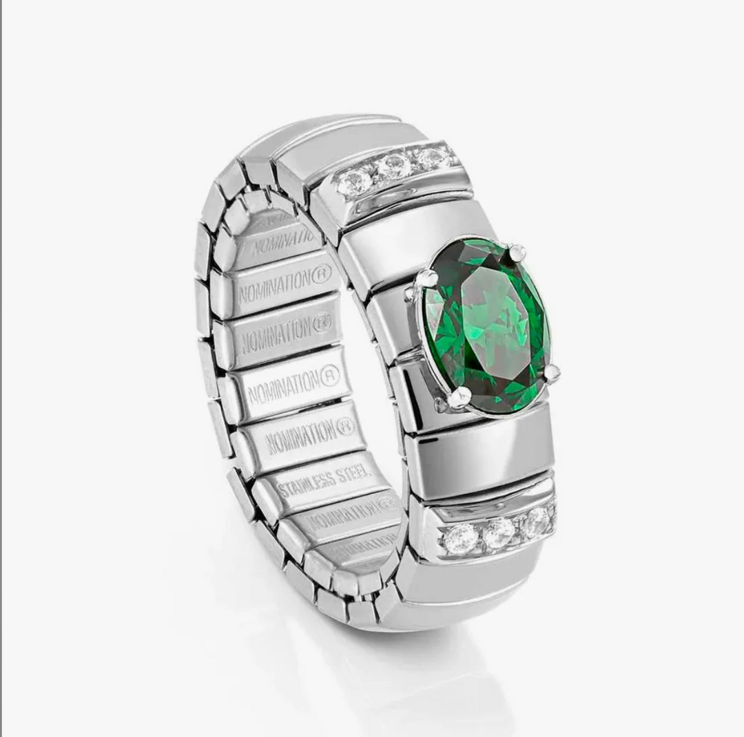 Nomination Silver XTE Oval Green Emerald Ring