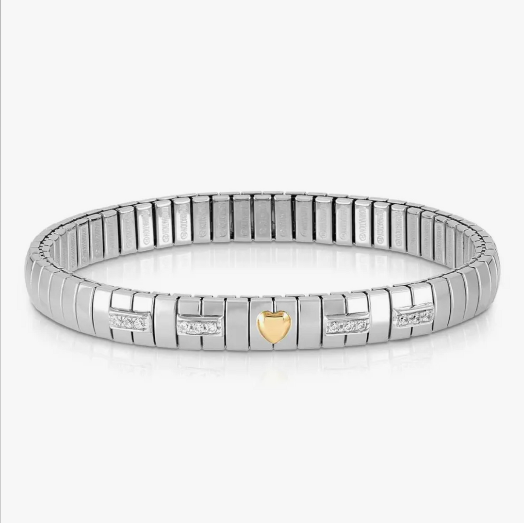 Nomination Silver XTE Cubic Zirconia Gold Heart Bracelet
