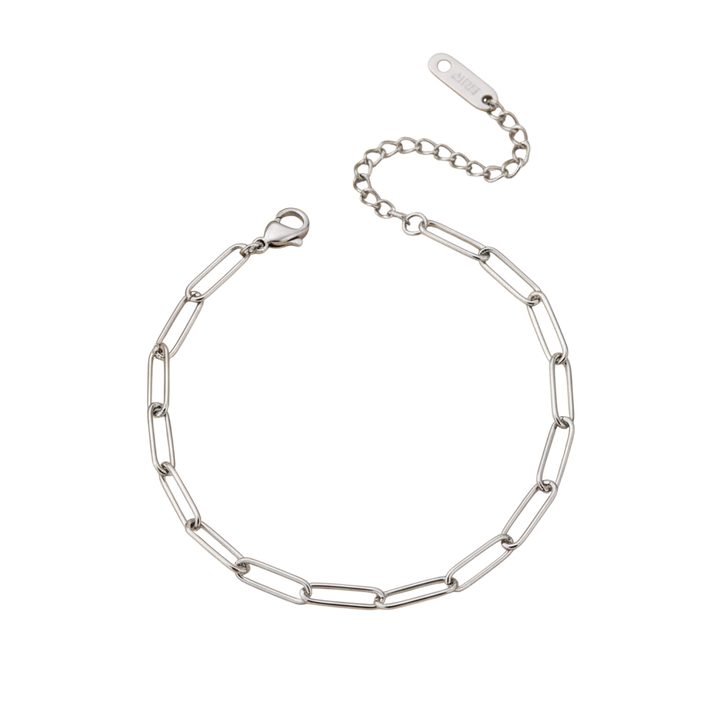 Mococo Silver Paperclip Charm Bracelet