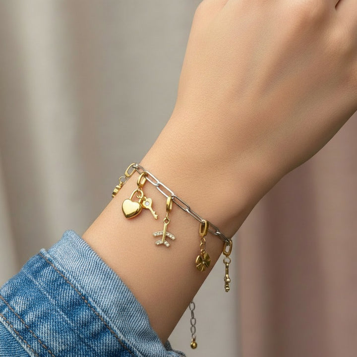 Mococo Gold Key to My Heart Clip-On Charm