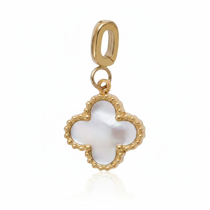 Mococo Gold and Mother of Pearl Clover Clip-On Charm