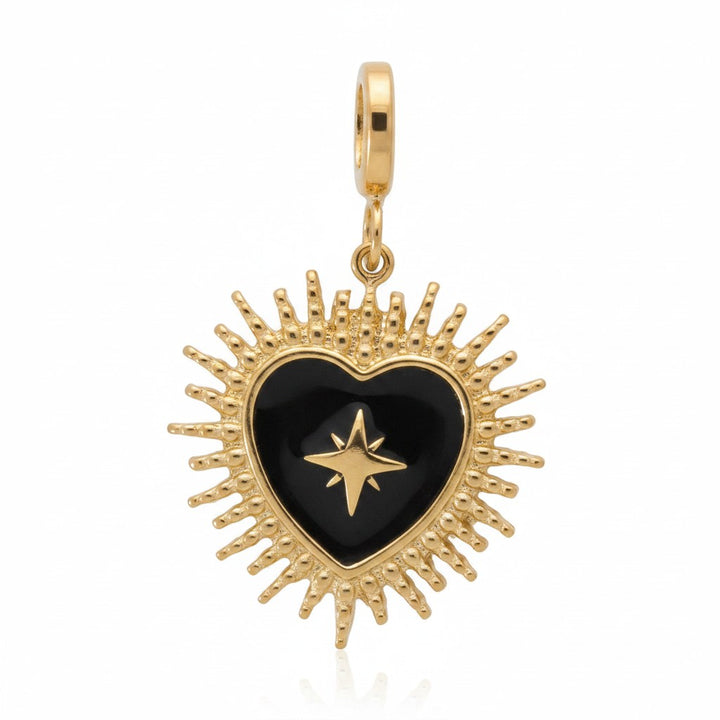 Mococo Gold and Black Bursting Heart Clip-On Charm