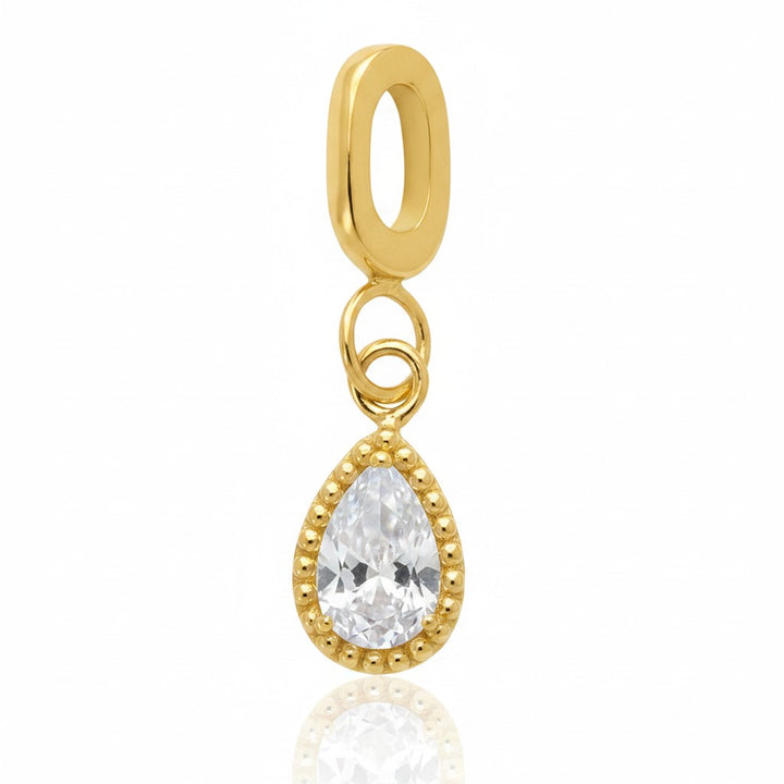 Mococo Gold Decorative Glass Teardrop Clip-On Charm