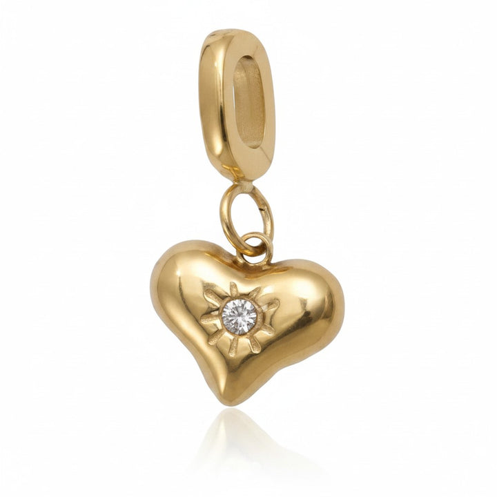 Mococo Gold Heart with Crystal Clip-On Charm